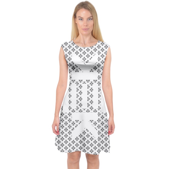 Logo Kek Pattern Black and White Kekistan Capsleeve Midi Dress