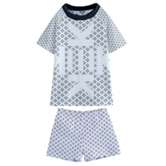 Logo Kek Pattern Black And White Kekistan Kids  Swim Tee And Shorts Set by snek