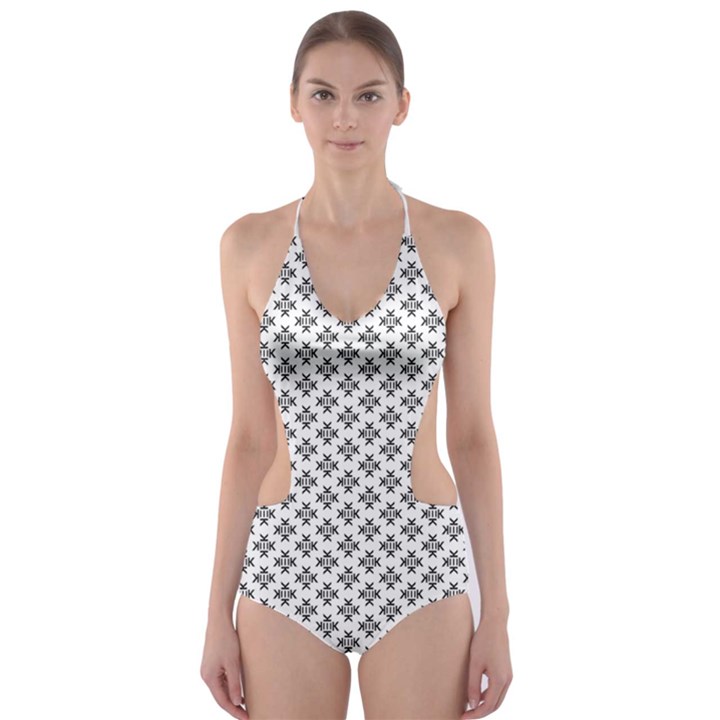 Logo Kek Pattern Black and White Kekistan white background Cut-Out One Piece Swimsuit