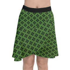 Logo Kek Pattern Black And Kekistan Green Background Chiffon Wrap Front Skirt by snek