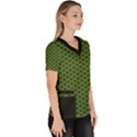 Logo Kek Pattern Black and Kekistan green background Women s V-Neck Scrub Top View3