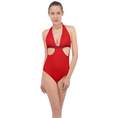 Maga Make America Great Again Usa Pattern Red Halter Front Plunge Swimsuit by snek