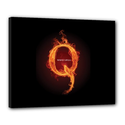 Qanon Letter Q Fire Effect Wwgowga Wwg1wga Canvas 20  X 16  (stretched) by snek