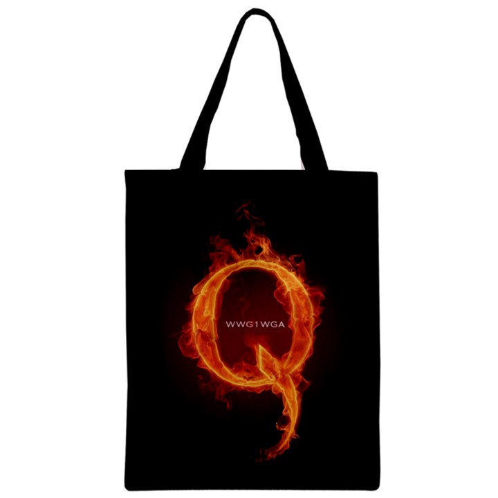 QAnon Letter Q Fire effect WWGOWGA WWG1WGA Zipper Classic Tote Bag