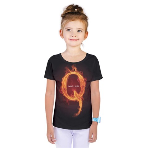 Qanon Letter Q Fire Effect Wwgowga Wwg1wga Kids  One Piece Tee by snek