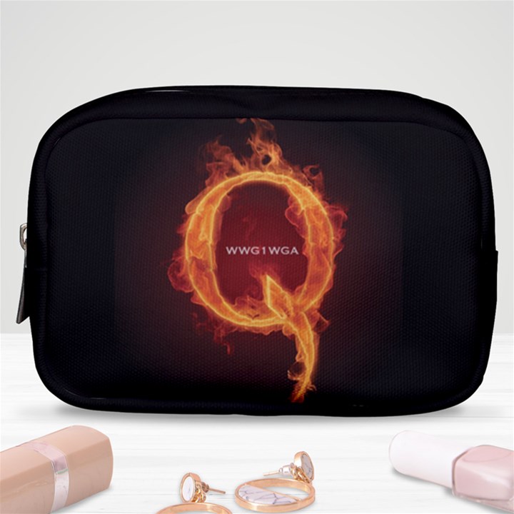 QAnon Letter Q Fire effect WWGOWGA WWG1WGA Make Up Pouch (Small)