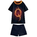 QAnon Letter Q Fire effect WWGOWGA WWG1WGA Kids  Swim Tee and Shorts Set View1