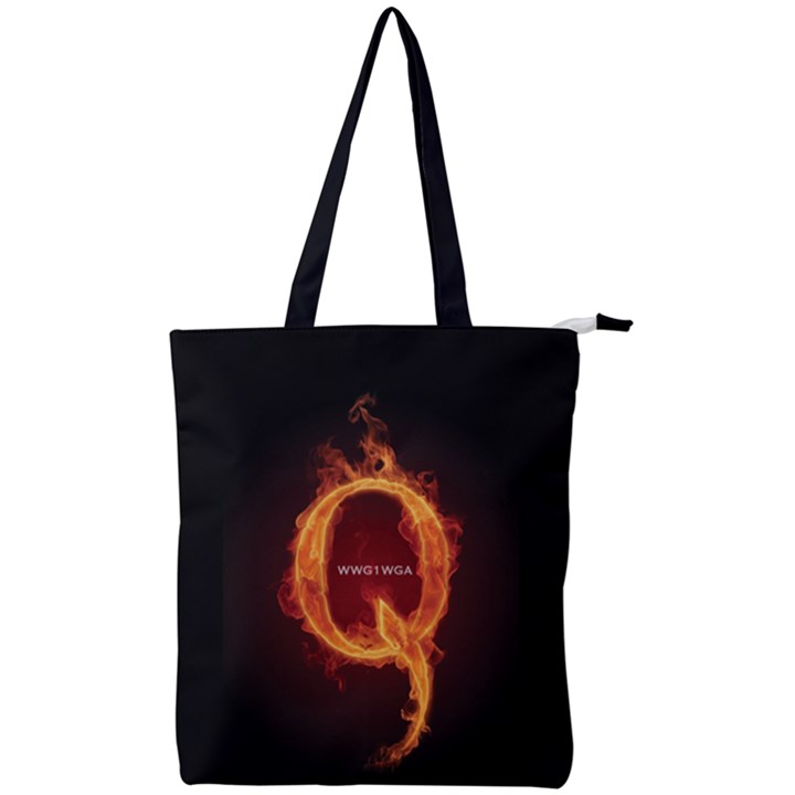 QAnon Letter Q Fire effect WWGOWGA WWG1WGA Double Zip Up Tote Bag