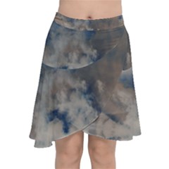 Deep Time Clouds Chiffon Wrap Front Skirt by LoolyElzayat