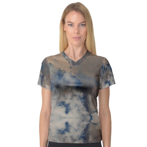 Deep Time Clouds V-neck Sport Mesh Tee by LoolyElzayat