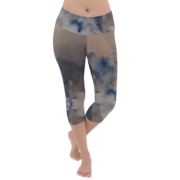 Deep Time Clouds Lightweight Velour Capri Yoga Leggings