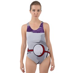 Purple Cup Nerd Cut-out Back One Piece Swimsuit by grimelab