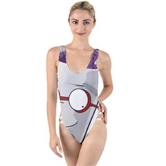 Purple Cup Nerd High Leg Strappy Swimsuit