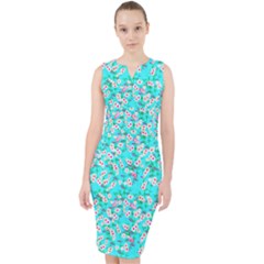 Springs Aqua Floral Midi Bodycon Dress by 1dsign