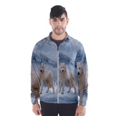 Wonderful Arctic Wolf In The Winter Landscape Windbreaker (men) by FantasyWorld7