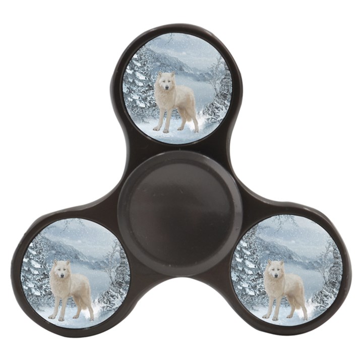 Wonderful Arctic Wolf In The Winter Landscape Finger Spinner