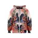 Wonderful Crow With Flowers On Red Vintage Dsign Kids  Zipper Hoodie View1