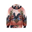 Wonderful Crow With Flowers On Red Vintage Dsign Kids  Zipper Hoodie View2