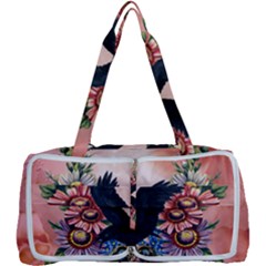 Wonderful Crow With Flowers On Red Vintage Dsign Multi Function Bag by FantasyWorld7