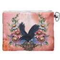 Wonderful Crow With Flowers On Red Vintage Dsign Canvas Cosmetic Bag (XXL) View2