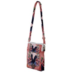 Wonderful Crow With Flowers On Red Vintage Dsign Multi Function Travel Bag by FantasyWorld7