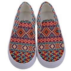 Colorful Autumn Tribal Prints Kids  Canvas Slip Onss by PattyVilleDesigns