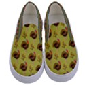 Dark Khaki Turkey Day Pattern Kids  Canvas Slip Ons View1