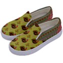 Dark Khaki Turkey Day Pattern Kids  Canvas Slip Ons View2