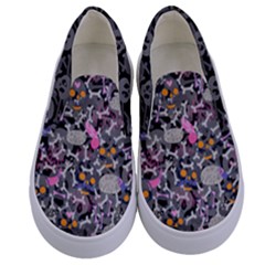 Gray & Black Horror Halloween Skulls Print Kids  Canvas Slip Onss by PattyVilleDesigns