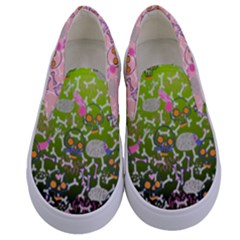 Yellow Green Skeletons & Skulls Printed Kids  Canvas Slip Onss by PattyVilleDesigns