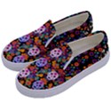 Orange & Black Floral Skulls Design Kids  Canvas Slip Onss View2