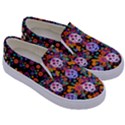 Orange & Black Floral Skulls Design Kids  Canvas Slip Onss View3