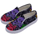 Colorful Floral Aztec Skulls  Kids  Canvas Slip Ons View2