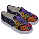 Colorful Floral Aztec Skulls  Kids  Canvas Slip Ons View3