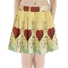 Wonderful Decorative Heart On Soft Vintage Background Pleated Mini Skirt by FantasyWorld7