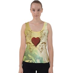 Wonderful Decorative Heart On Soft Vintage Background Velvet Tank Top by FantasyWorld7