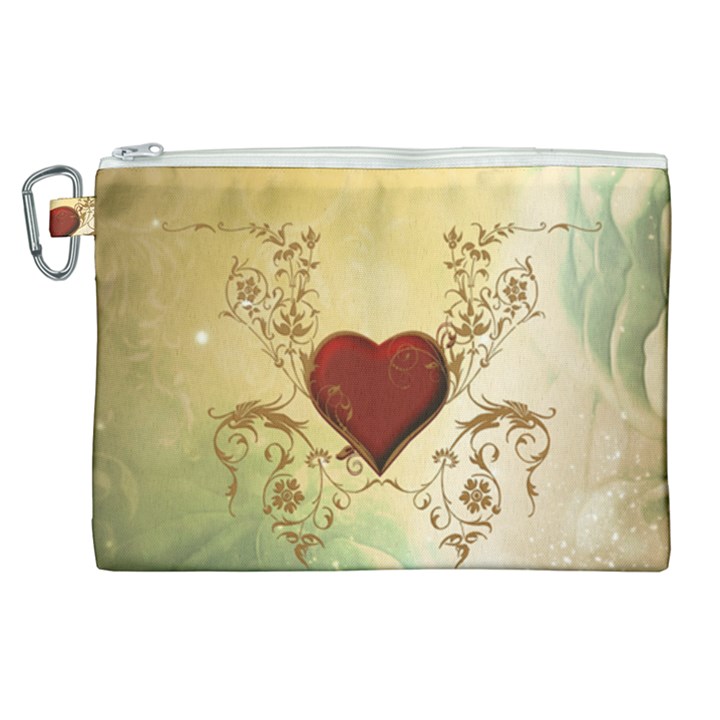 Wonderful Decorative Heart On Soft Vintage Background Canvas Cosmetic Bag (XL)