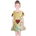 Wonderful Decorative Heart On Soft Vintage Background Kids  Simple Cotton Dress View1