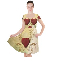 Wonderful Decorative Heart On Soft Vintage Background Cap Sleeve Midi Dress by FantasyWorld7