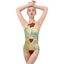 Wonderful Decorative Heart On Soft Vintage Background Cross Front Low Back Swimsuit View1