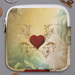 Wonderful Decorative Heart On Soft Vintage Background Mini Square Pouch