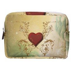 Wonderful Decorative Heart On Soft Vintage Background Make Up Pouch (medium)