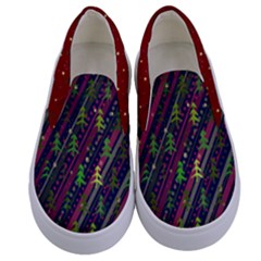 Purple Christmas Tree Holiday Kids  Canvas Slip Ons by PattyVilleDesigns