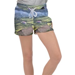 Rock Scenery The H Mong People Home Women s Velour Lounge Shorts