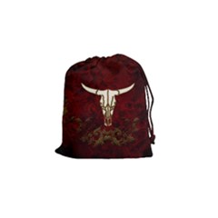 Awesome Cow Skeleton Drawstring Pouch (small) by FantasyWorld7