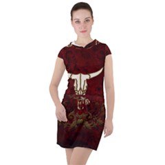 Awesome Cow Skeleton Drawstring Hooded Dress