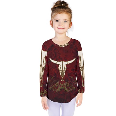 Awesome Cow Skeleton Kids  Long Sleeve Tee by FantasyWorld7