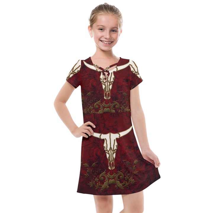 Awesome Cow Skeleton Kids  Cross Web Dress