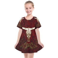 Awesome Cow Skeleton Kids  Smock Dress by FantasyWorld7