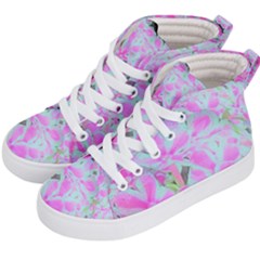 Hot Pink And White Peppermint Twist Flower Petals Kid s Hi-top Skate Sneakers by myrubiogarden